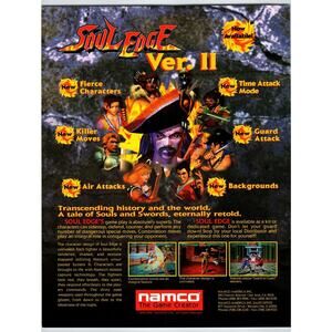 Soul Edge II Video Arcade Game Flyer 1996 Original Retro Martial Arts Fighting